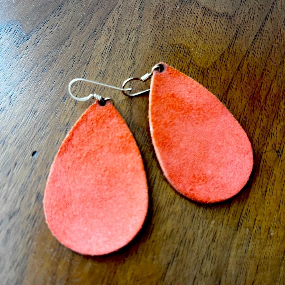 Nickel and Suede Small Teardrops